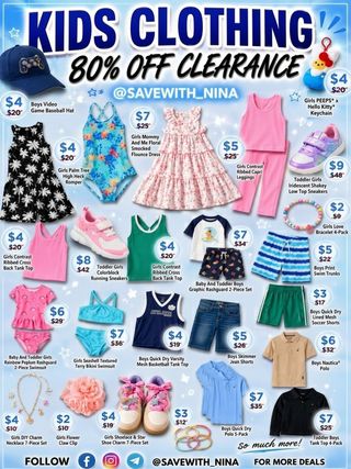 🛍️Comment “Sale” and I’ll send you the direct link to shop 

🚨 RUN, DON’T WALK! 🚨 The ultimate Memorial Day clearance is happening RIGHT NOW and these carts are selling out in minutes! 🏃‍♀️💨
Stock up on summer essentials for the kiddos with a massive 80% OFF swimsuits, shorts, tanks, and more. We’re talking prices dropping as low as $3! 🤯
I’ve rounded up the absolute best hidden deals from this drop so you don’t have to do the hunting.

https://brandcycle.shop/j2ono
Tag a parent who needs to see this ASAP before it’s all gone! 👇✨
#savewithnina #kidsdeals #memorialdaysale #clearancefinds #momhacks