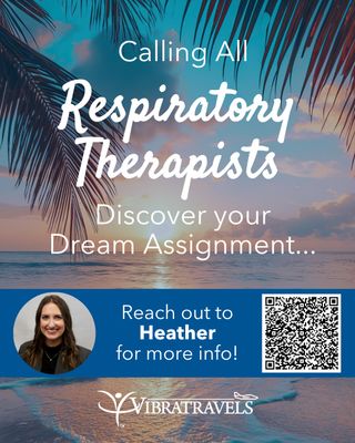 This week’s hot opportunity is for… Respiratory Therapists nationwide! 💙🫁

We’re looking for dedicated RTs ready for rewarding assignments in hospitals and healthcare facilities across the country. Whether you’re seeking your next adventure in a bustling city or a quieter community, we have opportunities to match your goals and lifestyle. 🏥✨

Build your career, explore new places, and do the work you love while experiencing everything travel healthcare has to offer ❤️

👉 Ready to explore what’s next? Connect with Heather and check out opportunities at www.vibratravels.com ✨

#HotMarketWednesday #RespiratoryTherapist #TravelRT #HealthcareJobs #TravelHealthcare #AlliedHealth #HealthcareCareers #VibraTravels #NowHiring
