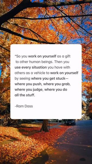 “The question is about the balance between inner work (work on yourself) and outer work. I’ll tell you, each person has got to intuitively trust themselves about where they are and what they can handle.” – Ram Dass from The Listening Heart Lectures