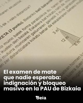 ✍️ Lo que se preveía como una jornada habitual de exámenes se ha convertido en un escenario de frustración generalizada, lágrimas y protestas a la salida de los campus universitarios de Bizkaia. El examen de Matemáticas de la Prueba de Acceso a la Universidad (PAU) ha provocado un auténtico terremoto entre el alumnado. 

Los estudiantes coinciden en que ha sido “el examen más competencial” al que se han enfrentado jamás, un formato para el que aseguran que los colegios no les habían preparado. “Gente que está luchando por entrar en una carrera con nota alta, ha salido llorando”, explica uno de los estudiantes que ha realizado la prueba. 

✍️ @kooldooo 
🔗 Enlace a la información completa en el primer comentario
💬 Os leemos ⬇️