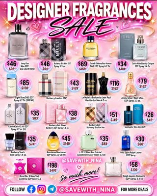❤️Comment “Sale” and I’ll send you the direct link to shop 

✨ DESIGNER FRAGRANCE SALE ✨

Luxury scents at amazing prices! 🤩

💖 Jimmy Choo
🖤 Burberry
✨ D&G
🔥 Jean Paul Gaultier
🌿 Calvin Klein
& more!

🎁 Perfect for gifts or yourself!
Link https://brandcycle.shop/ql3qj

📍Follow @savewith_nina for more deals & freebies!

#PerfumeSale #DesignerFragrances #LuxuryForLess #Burberry #JimmyChoo DealAlert SaveWithNina