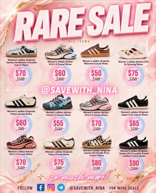 🛍️Comment “Sale” and I’ll send you the direct link to shop 

🔥 RARE SALE ALERT 🔥

These adidas styles are marked down BIG 👟✨

💖 Prices starting at just $50
💖 Popular styles selling fast
💖 Limited sizes available

Which pair are you grabbing? 👇
Link https://go.sylikes.com/faFmUl2fhL7n
🛍️ Follow @savewith_nina for more daily deals, steals & freebies!

#AdidasSale #SneakerDeals #RareSale #Samba #Adistar