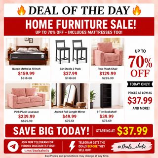 🔥 DEAL OF THE DAY 🔥

HOME FURNITURE SALE

UP TO 70% OFF
Link in my Bio comment LINK to get access 
https://mavely.app.link/ye5O4qymO3b
#ad #furnituredeals