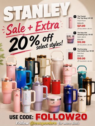 Comment “Send” and I will send you the 🔗

Stanley Sale Extra 20% off select styles. Apply FOLLOW20 in checkout and price will drop! 🏃 💨💨🔥

👉🏼Find the deal in my BIO @couponbro or type into your browser https://go.sylikes.com/e945tulweuDg 🛒
👉🏼Links are affiliated AD 

#couponbro #stanleyfinds #accessories #gift