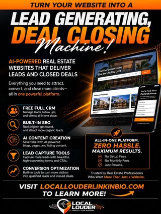 If you're a real estate agent or real estate investor, stop scrolling! 🚨 

Most real estate websites look good...

But they don't generate leads. And they definitely don't help you close more deals.

What if your website came with:

✅ AI-powered content creation
✅ Built-in SEO optimization
✅ Lead capture forms & funnels
✅ Conversion optimization tools
✅ Full CRM included
✅ Automated follow-up capabilities

Imagine having a website that works 24/7 to attract, nurture, and convert prospects into clients.

Stop settling for an online brochure.

Start using a website designed to generate leads and help you close more deals. 🏡💰

Visit 🔗 https://go.lillink.click/realestatewebsites or our link in bio to learn more!

#realestateagentlife #realestateinvestor #realestatemarketingtips #leadgenerationstrategy