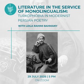 #Event | In this lecture, Leila Rahimi Bahmnay will show how modern Persian poetry became a tool of nationalist monolingualism, casting Persian as Iran’s sole legitimate language while pathologising and deterritorialising Turkish. She will reveal how leading literary figures—Abolqāsem ʿĀref Qazvīnī and Moḥammad-Taqī Bahār, among others—used their literary influence to marginalise other languages and construct Persian linguistic exclusivity as essential to Iranian identity (Image courtesy: Wikimedia – ‘Aref Qazvini)

🗓️ 29 July 2026, 5PM 
📌 On Zoom
👉 Register: https://bit.ly/3SYcFaM

#BIPS #IranStudies #PersianPoetry #Monolingualism #PublicLecture #EventAlert #PersianLanguage #WhatsOn