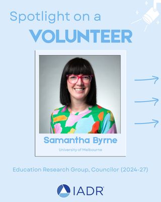 Meet Samantha Byrne, the Education Research Group Councilor. 

Today is the deadline for the Scientific Group/Network Officer Nominations! Use the link in our bio to submit your nomination.

#DentalResearch #OralHealth #Leadership