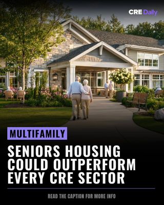 Seniors housing is emerging as one of commercial real estate's strongest investment opportunities.

Green Street expects double-digit NOI growth, fueled by rising demand, limited new supply, and occupancy levels that are already above pre-pandemic highs.

As the 80+ population continues to grow, investors are increasingly turning to seniors housing for long-term stability and returns.

Could seniors housing become the top-performing CRE sector of the decade?

👉 Tap the link in bio to subscribe to CRE Daily for more timely news, trends, and transactions in commercial real estate.

#commercialrealestate #realestatenews #multifamily