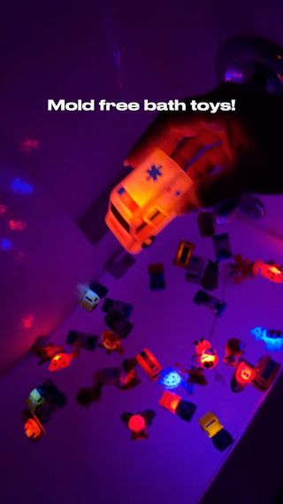 Comment “BATH” for the link to these light up mold free bath toys!!! I’ll send a message to you with the link right away!! They come in dinosaurs, bug bugs, and emergency light up vehicles! They are mold, free and so much fun for the kids! They light up the second they touch the water✨🙌🏻