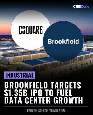 Brookfield is taking its data center platform public with a planned $1.35B IPO, highlighting the growing demand for AI-powered infrastructure.

Csquare operates more than 60 data centers across North America and the UK, with IPO proceeds set to reduce debt and support future growth.

As AI adoption accelerates, investors continue pouring capital into digital infrastructure, making data centers one of CRE’s hottest sectors.

👉 Tap the link in bio to subscribe to CRE Daily for more timely news, trends, and transactions in commercial real estate.

#commercialrealestate #realestatenews #datacenters