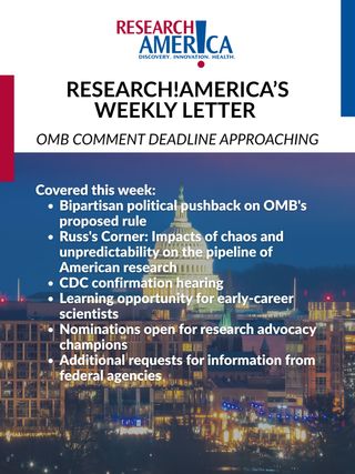 There’s encouraging news this week: bipartisan pushback against the proposed OMB rule suggests advocacy is making a difference.
 
But the warning signs are growing. News reports show a sharp decline in U.S. Ph.D. admissions – a trend that threatens the future of American research and, ultimately, the patients who depend on new discoveries.
 
Chaos, uncertainty, and fewer research grants won’t produce the next breakthrough. Investing in the next generation of researchers is an investment in our nation’s future health, economy, and security.
 
The stakes are too high to weaken the pipeline of science and innovation.
 
Read more in our latest Weekly Letter. Link in bio.
