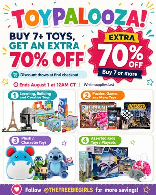 Comment SHOP for the direct link 💌

Buy 7 or more qualifying toys and get an extra 70% off at checkout! 🔥 No coupon is required—the discount appears on the final checkout screen.

In this example, a $101.06 subtotal dropped to $33.34 after the discount and estimated tax, showing just how big the savings can be. Add at least 7 eligible toys and check the final total before placing your order.

Save this post and share it with another parent before the best toys sell out!

How to shop 👇

🚨 Comment SHOP for the direct link 💌
🚨 Screenshot this post & copy/paste the link in browser (Ad) https://mavely.app.link/EABnt2S0X4b
🚨 Link also available in bio ✨ @thefreebiegirls

Follow @THEFREEBIEGIRLS for more savings!

[Toypalooza sale, buy 7 toys get 70 percent off, extra 70 percent off toys, toy checkout discount, kids toy sale, learning toys deals, board games clearance, plush toy deals, playset sale, holiday toy stock up, Amazon toy deals, toy sale ] 
LinkDM *186*