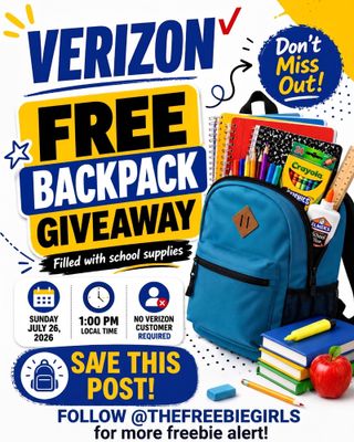 Comment SHOP for the direct link 💌

🎒 FREE backpack alert! Verizon is giving away 125,000 backpacks filled with school supplies on Sunday, July 26, 2026, at 1:00 PM local time. No Verizon account is required!

Save this post, check participating location details, and arrive early because supplies may go fast. Availability may vary by store.

How to shop 👇

🚨 Comment SHOP for the direct link 💌
🚨 Screenshot this post & copy/paste the link in browser 
https://www.tccrocks.com/school-rocks-backpack-giveaway-2026/
🚨 Link also available in bio ✨ @thefreebiegirls

Follow @THEFREEBIEGIRLS for more savings!

[Verizon free backpack giveaway, free school supplies 2026, free backpacks for students, back to school freebies, July 2026 freebies, free kids school supplies, Verizon backpack event, school supply giveaway near me, free backpack event, back to school deals, family freebies, student giveaways]
LinkDM *187*