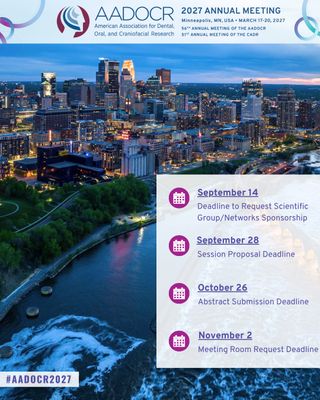Submit Your Research for the 2027 AADOCR/CADR Annual Meeting! Use the link in our bio to learn more.

#AADOCR2027 #DentalResearch #OralHealth