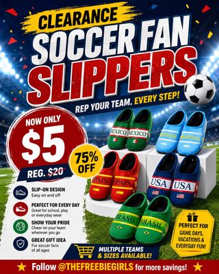 Comment SHOP for the direct link 💌

⚽ Soccer fans, run! These cozy Soccer Fan Slippers are just $5 (Reg. $20) — that’s 75% off! 🔥

Choose from USA, Brazil, Argentina, Spain, and Mexico designs. Multiple sizes are available while supplies last!

How to shop 👇

🚨 Comment SHOP for the direct link 💌
🚨 Screenshot this post & copy/paste the link in browser (Ad): https://walmrt.us/4pCty7k
🚨 Link also available in bio ✨ @thefreebiegirls

Ad

Follow @THEFREEBIEGIRLS for more savings!

[soccer fan slippers, Walmart clearance, slippers for men, USA soccer slippers, Brazil soccer slippers, Argentina soccer slippers, Spain soccer slippers, Mexico soccer slippers, $5 Walmart deals, sports fan gifts, cozy slip on shoes, clearance footwear]
LinkDM *193*