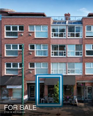 FOR SALE // 2708 W 4th Avenue // 443 SF

Tucked into one of Vancouver's most established shopping streets, this retail strata opportunity offers a chance to own a piece of Kitsilano's daily rhythm — where locals move between cafés, boutiques, fitness studios, and neighbourhood favourites.

Currently operating as a café, the space is ideally suited for an owner-operator or investor looking for a foothold in one of the city's most tightly held retail corridors.