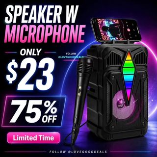 Portable Bluetooth Speaker with Microphone, Wireless Outdoor Speaker with RGB Rhythm Light, Deep Bass, Phone Holder, Ideal for Home, Parties.
Discount: 75%OFF
Original Price: $91.96
Deal Price: $22.99
Code: YAXF94B3
https://amzn.to/3TEPd2O

✨The link can also be found in my bio @lovegooddeals