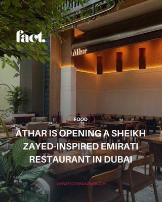 The Arabic word "athar" translates to an imprint or a lasting mark. For this new all-day dining space in Mirdif City Centre, that mark is inspired by the enduring legacy of the late Sheikh Zayed bin Sultan Al Nahyan. 🍽️

Designed to reflect the deep-rooted values of community and hospitality he championed, Athar feels like an extension of a traditional Emirati home serving authentic recipes passed down through generations.

Hit the link in bio to learn more

#factmagazine #atharuae #emiratirestaurant

[ athar restaurant dubai • emirati food mirdif city centre • new restaurants in dubai ]