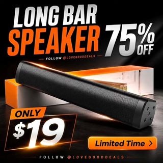 Portable Long bar Speaker, Bluetooth Wireless Speaker, a Wireless Bluetooth Speaker Suitable for Indoor and Outdoor use, Ideal for TV, Parties.
Discount: 75%OFF
Original Price: $79.96
Deal Price: $19.99
Code: YPJAFSPW
https://amzn.to/4woJj3i

✨The link can also be found in my bio @lovegooddeals