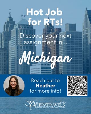 This week’s hot opportunity is for… Respiratory Therapists in Michigan! 🫁💙

We’re looking for dedicated RTs ready to take their skills to the Great Lakes State! Whether you’re looking to expand your clinical experience, join a supportive healthcare team, or turn your next assignment into a new adventure, Michigan is calling. 🏥✨

When you’re off the clock, there’s plenty to explore:
🌊 Relax along Michigan’s beautiful Great Lakes shorelines
🏖️ Spend a summer day at one of the state’s many beaches
🌲 Hike, kayak, or explore Michigan’s scenic parks and trails
🏙️ Experience great food, entertainment, and culture in cities across the state
🚗 Plan a weekend getaway to charming lake towns or Michigan’s Upper Peninsula

👉 Ready to see where Michigan could take you? Connect with Heather and explore current opportunities at www.vibratravels.com ✈️

#HotMarketWednesday #RespiratoryTherapist #TravelRT #RTJobs #AlliedHealth #HealthcareJobs #TravelHealthcare #MichiganJobs #HealthcareCareers #VibraTravels #NowHiring