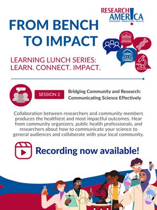 Couldn't tune in for our second learning lunch webinar yesterday? The recording is now available on our YouTube channel! 

Watch "Bridging Community and Research: Communicating Science Effectively" to hear from community organizers, public health professionals, and researchers about communicating science to general audiences and collaborating with local communities. 

🎥 The video link is in our bio. 

#EarlyCareer #GraduateStudent #Research #STEM #SciComm