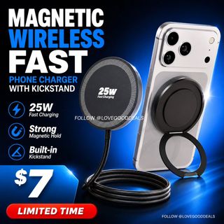Magnetic Wireless Charger Fast Phone Charger with Kickstand, 6.6FT 25W Fast Phone Charging Pad Wireless Magnetic Charge
Original price: $15.59
Discount price: $7.8
Discount code: GDLT6EPT 
https://amzn.to/4gvnzx6

✨The link can also be found in my bio @lovegooddeals