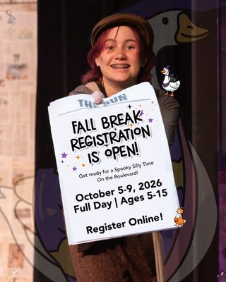 It's still August but Fall Break Camps are starting to open registration!

Fantasy Playhouse Fall Break Camp registration is now open, running October 5 through 9 On the Boulevard for ages 5 to 15. It is spooky, it is silly, and it is a legitimate week of theater work.

Kids rotate through Acting, Music and Movement, Makers, and Improv Theater Games, grouped by grade level. On the last day, families get to come watch them perform everything they have built. Before and after care is available as an add on.

Fall break arrives faster than any of us expect, so grab a spot while you are thinking about it!

🎟️ Register at the link in our bio
📧 Questions go to Education@FantasyPlayhouse.com

https://campscui.active.com/orgs/FantasyPlayhouseChildrensTheater?orglink=camps-registration&e4q=58fe143c-f721-49ea-b383-c61c10995589&e4p=9dc9fba9-969d-44c1-a923-a39caf9789d0&e4ts=1788136507&e4c=active&e4e=snlvcmpscui00001load&e4rt=Safetynet&e4h=74d9e9e0464d1ec658814b454c54f95b&newcui=true#/selectSessions/3866840