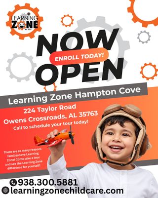 Anyone interested in 4 weeks of childcare for free??

Learning Zone Hampton Cove opens today on Taylor Road, just down from Goldsmith Schiffman. New families who enroll by September 30 get four weeks free, and since the center is brand new, you know there are openings!

They take 6 weeks through Pre-K, 7:00am to 6:00pm. The curriculum is their own and it is hands-on rather than worksheet driven, which is the correct call for anyone under five.

Our favorite part is their Seed-to-Table table. Kids grow food in the garden and then cook with it. They make their own salsa... actual salsa, from things they planted. How cool is that?

📞 938-300-5881 to book a tour
🔗 Link in bio for more info!

https://rocketcitymom.com/articles/new-learning-zone-opens-in-hampton-cove/