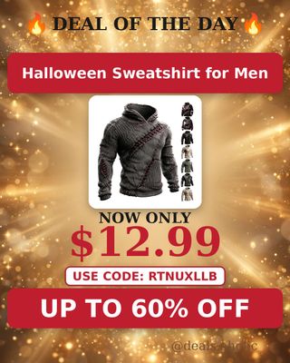 🔥 Halloween Sweatshirt for Men
💰 $12.99 (was $32.48) — 60% OFF
🏷️ Code: RTNUXLLB
👉 https://deals-aholic.com/d/B0HJH5V24P
#dealsaholic