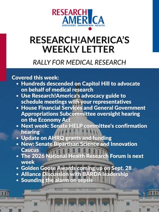 This week's Weekly Letter recaps the Rally for Medical Research and highlights ways advocates can keep the momentum going this fall, including scheduling virtual meetings with their members of Congress.

Plus, updates from Capitol Hill, AHRQ, and upcoming events. Read more at the link in our bio. 

#RallyforMedicalResearch #FundNIH