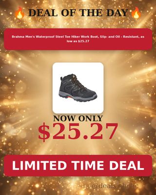 🔥 Brahma Men's Waterproof Steel Toe Hiker Work Boot, Slip- and Oil-Resistant, as low as $25.27
💰 $25.27
👉 https://deals-aholic.com/d/walmart-sd-20024910
#dealsaholic