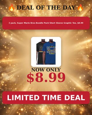 🔥 2 pack, Super Mario Bros Bundle Pack Short Sleeve Graphic Tee, $8.99
💰 $8.99
👉 https://deals-aholic.com/d/walmart-sd-20024775
#dealsaholic