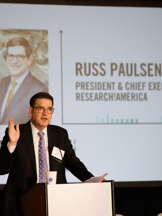 Our 31st annual National Health Research Forum yesterday was a huge success! We featured projects from early-career researchers, debuted our newest report, and hosted remarks from federal research agency officials, as well as a compelling discussion around clinical innovation and America's leadership in global R&D. Thank you to all our speakers, partners, members, sponsors, and attendees. 

Photos 1 and 2: Research!America President and CEO Russ Paulsen and Dr. Sudip Parikh, CEO of AAAS and Chair of Research!America's Board, provided opening remarks at yesterday's Forum. 

Photo 3: Dr. Matthew Memoli, Principal Deputy Director at NIH, addressed Forum attendees, discussing more innovative science and encouraging early-career researchers. 

Photo 4: Dr. Rafid Fadul, Chief Medical Officer at ARPA-H, talked about how the agency, which is a government entity, has the objective of moving at market speed. This is incredibly important as research supported by ARPA-H scales quickly and helps drive innovation. 

Photo 5: Russ Paulsen returned to the stage to debut our latest investment report, which you can download at the link in our bio. 

Photo 6: To conclude our main program, Research!America Senior Vice President of Strategy and Public Engagement Jenny Luray moderated a panel discussion addressing medical and health R&D investments and how to safeguard our nation's leadership role in clinical innovation, as well as global R&D. She was joined by expert panelists, including: 
🔹 Amy Comstock Rick, Director, Rare Disease Innovation Hub, FDA 
🔹 Alina Meltaus, Chief of Staff, National Security Commission on Emerging Biotechnology 
🔹 Dr. Caitlin Grzeskowiak, Chief Research and Innovation Officer, Epilepsy Foundation 
🔹 Dr. Raj Panjabi, Senior Partner, Flagship Pioneering and Research!America Board member 

Photo 7: Recipients of Research!America's Civic Engagement Microgrants presented their projects to Forum attendees. 

#RAForum