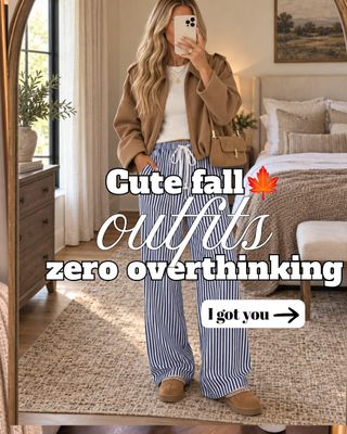 Like 👍🏻 then comment “FALL” and I’ll send you a DM with links to all the Amazon fall outfits and finds in this carousel! 🍂🤎 Share ↗️ this with a friend who’s always looking for cute outfit ideas!

If your fall wardrobe needs a little refresh, I found some GOOD Amazon fashion finds for this one. 👀 Think a cozy zip hoodie with burgundy leggings and sneakers, striped wide-leg pants with a camel jacket, and a denim jacket you can throw over just about anything. These are the easy fall outfits I keep coming back to!

And can we talk about the pieces that make getting dressed feel fun again? The tie-waist pants are so cute with a simple top and Mary Janes, while the sweater dress, tall boots and denim jacket are perfect when you want to dress up a little. Then there’s the Homebody sweatshirt and fuzzy slippers for the days when cozy wins. 🤎

These casual fall outfits work for school drop-off, errands, coffee runs, lunch with friends, football weekends and those in-between days when you have no idea what the weather is doing. Mix the jackets, tops and shoes with pieces you already own and you’ll get so many more outfit combinations.

If you’ve been searching for Amazon fall fashion, affordable fall outfits, casual mom style, cozy outfit ideas, fall layering pieces, wide-leg pants, sweater dresses or everyday Amazon fashion finds, SAVE THIS ONE for the next time you’re staring at your closet. 🍁

Which outfit would you wear first—the comfy striped pants, the sweater dress and boots, or the cozy Homebody look? 👀

#amazon #fallfashion #fallwardrobe #amazonfashion