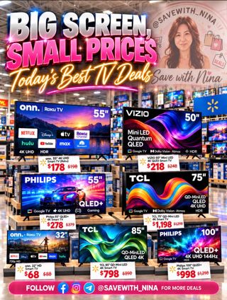 📺🔥 BIG SCREEN, SMALL PRICES!

Walmart has some seriously good TV deals right now — with prices starting at just $68 👀 Perfect time to upgrade the living room, bedroom, or grab one before the holiday rush.

Comment “Shop” and I’ll send you the link 💕
Prices/availability can change anytime.

https://joylink.io/b3wQ4Oq

#WalmartDeals #TVDeals #WalmartFinds #SaveWithNina #DealAlert SmartTV BigScreen (ad)