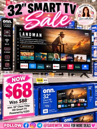 🚨🔥 32” SMART TV FOR JUST $68?! 📺😍

Walmart TV DEAL ALERT! 🛒💥

💰 NOW $68 (Reg. $88)
✅ SAVE $20!
📺 onn. 32” HD Smart TV powered by VIZIO
🔥 Perfect for bedrooms, kids’ rooms & more!

🏃‍♀️ RUN, DON’T WALK! Price may change anytime!

👇 Comment “Link” for the link! 🔗

💕 Follow @savewith_nina for more amazing deals!

(ad) affiliate — I may earn a commission from qualifying purchases through my links at no extra cost to you.

https://walmrt.us/4yqIOqQ
#WalmartDeals #TVDeals #WalmartFinds #walmartcreator