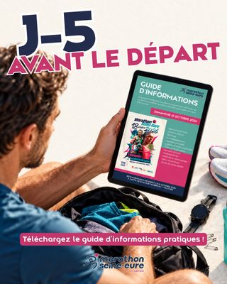 🚨 J-5 : VOS JAMBES SONT PRÊTES… MAIS VOTRE JOUR J EST-IL BIEN ORGANISÉ ? 🏃‍♂️🔥
Dans quelques jours, vous serez des milliers à prendre le départ ! 😍

À ce stade, on imagine que vous avez déjà pas mal de questions en tête… Et bonne nouvelle : on a préparé un guide pratique pour y répondre ! 📘

⚠️ 𝑨̀ 𝑳𝑰𝑹𝑬 𝑨𝑩𝑺𝑶𝑳𝑼𝑴𝑬𝑵𝑻 𝑨𝑽𝑨𝑵𝑻 𝑫𝑰𝑴𝑨𝑵𝑪𝑯𝑬 .ᐟ

Voici quelques informations essentielles à retenir 👇
🏁 LES HORAIRES DE DÉPART
9h00 : Semi-Marathon – Le Vaudreuil
9h15 : Marathon – Amfreville-sur-Iton
9h45 : Ekiden – Amfreville-sur-Iton

🚌 LES NAVETTES GRATUITES
Départ depuis le Gymnase Léo Lagrange à Val-de-Reuil, à 330 m du village arrivée.
⏰ Attention aux horaires ! (Détail dans le guide)

🤝 SPÉCIAL EKIDEN
Vous trouverez dans le guide :
✅ Les horaires de navettes pour chaque relayeur.
✅ Le schéma des zones de relais et les couloirs à emprunter.
✅ Les consignes pour le passage du témoin.
✅ L'organisation des sacs et effets personnels entre coéquipiers.

🎒 ET AUSSI…
Parkings, transport des sacs, ravitaillements, meneurs d'allure, sécurité, récompenses… tout y est !

🚫 IMPORTANT : les sites de départ ne sont pas accessibles aux véhicules personnels. Pensez à anticiper vos déplacements !

📲 TÉLÉCHARGEZ LE GUIDE PRATIQUE 2026 ET GARDEZ-LE SUR VOTRE TÉLÉPHONE ! (Lien en bio)
Prenez 5 minutes pour le lire aujourd'hui… ça vous évitera peut-être 30 minutes de stress dimanche matin. 😅

💬 Et vous, à J-5, qu'est-ce qui vous préoccupe le plus ?
⏰ Rater la navette ?
👟 Avoir oublié quelque chose ?
🌦️ La météo ?
🚽 La file d'attente aux toilettes ?
🏃 Ou simplement réussir votre chrono ?

#MarathonSeineEure #J5