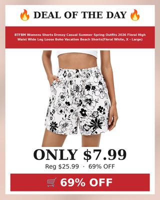 🔥 BTFBM Womens Shorts Dressy Casual Summer Spring Outfits 2026 Floral High Waist Wide Leg Loose Boho Vacation Beach Shorts(Floral White, X - Large)
💰 $7.99 (was $25.99) — 69% OFF
👉 https://deals-aholic.com/d/B0G23Q382Y
🔗 Link also in bio
💬 What do you want me to post next?
#yourdealishere
#ad