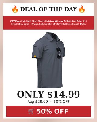 🔥 ZITY Mens Polo Shirt Short Sleeve Moisture Wicking Athletic Golf Polos XL | Breathable, Quick - Drying, Lightweight, Stretchy. Business Casual, Daily, Outdoor, Sport, Tactical, Work Shirts, Big and Tall
💰 $14.99 (was $29.99) — 50% OFF
👉 https://deals-aholic.com/d/B08SM3RNRF
🔗 Link also in bio
🔥 Deal or no deal? Tell me below!
#yourdealishere
#ad
