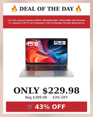 🔥 15.6 Inch Laptop Computer, N4020, 4GB DDR4 RAM, 128GB eMMC,with Windows 11 | Supports 1TB TF Card Expansion, FHD LCD Display, Portable Notebook for Students & Home Office, Space Gray
💰 $229.98 (was $399.99) — 43% OFF
👉 https://deals-aholic.com/d/B0HK88DFX6
🔗 Link also in bio
❤️ Double tap if you want this!
#yourdealishere
#ad