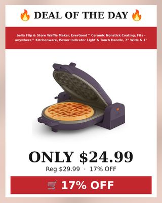 🔥 bella Flip & Store Waffle Maker, EverGood™ Ceramic Nonstick Coating, Fits - anywhere™ Kitchenware, Power Indicator Light & Touch Handle, 7” Wide & 1" Deep Plates, 1000 Watt, Plum
💰 $24.99 (was $29.99) — 17% OFF
👉 https://deals-aholic.com/d/B0CZPFJT3B
🔗 Link also in bio
❤️ Double tap if you want this!
#yourdealishere
#ad