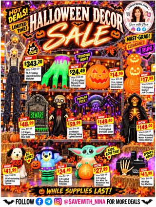 🎃🚨 HALLOWEEN CLEARANCE ALERT!! 👻🔥

RUN 🏃‍♀️💨 Spooky decor deals are TOO GOOD to miss! 😱

🎃 Pumpkins from $14.99
👻 Halloween inflatables from $24.49
💀 Skeletons, animatronics & MORE!

🔥 Up to 50% OFF select finds
💬 Comment “Shop” for the LINK! 🎃

https://shoplowes.me/4z1XSME

#LowesDeals #HalloweenClearance #HalloweenDeals #SaveWithNina @lowescreator