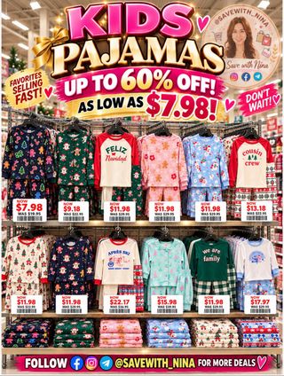 🚨🛍️ KIDS PAJAMAS MEGA SALE!! 😍🔥

OMG! Up to 60% OFF! 🤯

🎉 Starting at ONLY $7.98 (Reg. $19.95!)
💕 So many adorable styles for boys & girls!
🎄 Perfect for matching family PJs!

✨ EXTRA 10% OFF $100+ with code EXTRA10!

🏃‍♀️ RUN, DON’T WALK! Grab your favorites before sizes sell out!

💬 Comment “Shop” for the LINK! 🔗

https://on.ltk.com/+N67dlz4M_QTN9zloY47W2A
Prices and availability may vary. Affiliate links may earn me a commission.

#SaveWithNina #ChildrensPlace #PajamaDeals #KidsClothingDeals #MomDeals HolidayDeals ClearanceFinds DealsAlert
