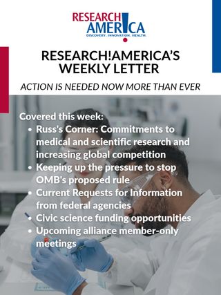 The current continuing resolution, which is delaying OMB's proposed rule on federal grantmaking, is set to expire on Dec. 11. That's a date that is inching closer each day. We must keep up the pressure to stop OMB's harmful rule from taking effect. Our latest Weekly Letter provides opportunities for advocates to continue engaging and making a difference. 

Read more at the link in our bio. 

#OMB #FederalGrants #HealthResearch #MedicalInnovation #SciComm