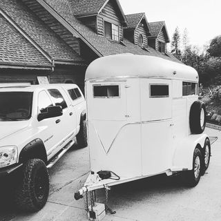 It was said that our house looks like a Hallmark movie right now...a cute little horse trailer, Christmas lights still up (they stay up because why not), hummingbirds everywhere, put in the woods a little bit....🤔 I mean, it's not incorrect. 🤣

But seriously, how adorable is that trailer?! I cannot wait to get going on that project! My #mobilenailbar #workhorse #haulitall little trailer is gonna be so darn cute when we are done! 💓

Have you ever seen a horse trailer revamped into a cute business?? Tell me everything!