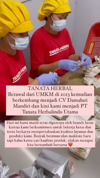 Segera bergabung bersama kami untuk mewujudkan Produk best seller dengan Brand kamu sendiri✅
Puluhan Brand besar telah sukses bersama kami karena kami selalu menciptakan racikan yang berbeda di tiap Brand sehingga masing2 memiliki ciri khas/authentic 💚

Teh Herbal, Pelangsing, Fiber dan Collagen drink dengan berbagai Aroma buah atau Bunga sesuai dengan keinginan Anda (tanpa bahan kimia)😍

#maklon #maklonteh #maklontehpelangsing #maklontehherbal #maklontehcelup #produsenteh #produsentehherbal #produsentehasi #produsentehhijau #umkm #umkmindonesia #pabrikteh #carimaklonteh #makloonteh #maklonkolagen #makloncollagen #collagen #collagendrink #pabrikcollagen #pabrikkolagen #caripabrik