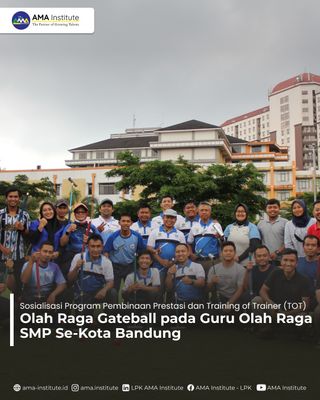 Telah dilaksanakan “Sosialisasi Program Pembinaan Prestasi dan Training of Trainer (TOT) /Pelatihan untuk Pelatih Olahraga Gateball pada Guru Olah-Raga SMP Se-Kota Bandung” pada tanggal 20-21 Oktober 2022 yang berlangsung di Sari Ater Kamboti Bandung Jl. Lemah Neundeut no 7.

Intip keseruan pelatihan kali ini dengan cek foto-foto di slide selanjutnyaa

Terima kasih atas antusiasme peserta, sampai bertemu di pelatihan LPK AMA Institute lainnya ! 😊

Salam Sehat Selalu
AMA Institute
The Partner of Growing Talents

***
📸 @almandasariputri

#Pelatihan_AMAInstitute #pelatihanberbasiskompetensi #pelatihankerja #pelatihan #kerjasama #kolaborasi #lembagapelatihankerja #lembagapelatihan #softskills #softskillstraining #trainingoftrainers #gateball #gateballindonesia #gateballers #guru