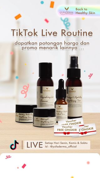 LIVE ROUTINE Yufaderma, pass banget buat kamu yang sedang berburu diskon. Karna banyak kejutan promo dan give menantimu,  catat jadwalnya yaaa ! ✨

Id TikTok : yufaderma_official 

#yufaderma #backtohealthyskin #tiktok #tiktoklive