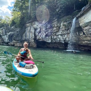 I’m not much of a paddle boarder, to be honest. I sit down the whole time and the whole time I think about how I wish I was in a sit on top kayak cause I’d go faster, but this was such a fun day! Always love a casual stroll around Summersville Lake.