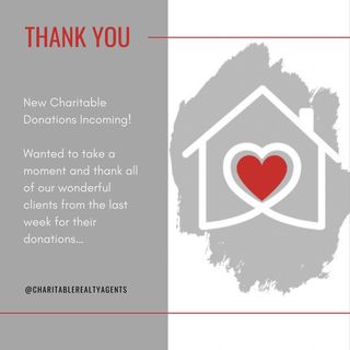 Thank you to all of our clients who make this possible!! 

This past week we donated to 5 different charity’s in honor of our clients when they purchased or sold their home! 

Here at Charitable Realty we do it different- we give the gift of giving to the community for & from our clients. ✨🏡🤍

#charitablerealty #charitabledonation #donation #firstimehomebuyer #realestate